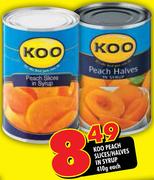 Koo Peach Slices/Halves In Syrup-410g Each