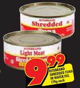 Ritebrand Shredded Tuna In Water/Oil-170g Each