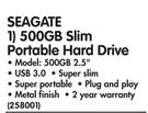 Seagate 500GB Slim Portable Hard Drive