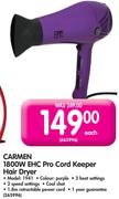 Carmen 1800W EHC Pro Cord Keeper Hair Dryer 1941