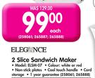 Elegance 2 Slice Sandwich Maker ELSM-07 Each