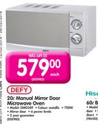 Defy 20L Manual Mirror Door Microwave Oven DM0349