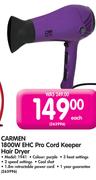 Carmen 1800W EHC Pro Cord Keeper Hair Dyer 1941