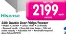 Hisense 220L Double Door Fridge/Freezer H220TWH