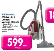 Electrolux 1600W Lite 2 Cylinder Vacuum Cleaner Z1860