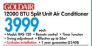 Goldair 12000 BTU Split Unit Air Conditioner RAS120-Each