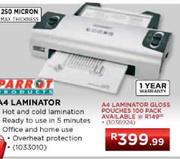 Parrot A4 Laminator Gloss Pouches 100 Pack