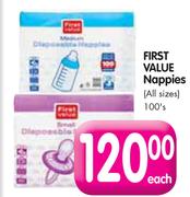 First Value Nappies (All Sizes)-100's Each