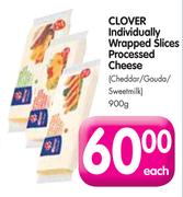 Clover Individually Wrapped Slices Processed Cheese(Cheddar/Gouda/Sweetmilk)-900gm Each