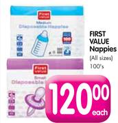 First Value Nappies (All Sizes)-100's Each