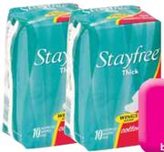 Stayfree Channels With/Without Wings (Scented/Unscented)-10's