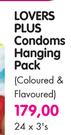 Lovers Plus Condoms Hanging Pack(Coloured & Flavoured)-24x3's