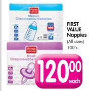 First Value Nappies(All Sizes)-100's Each