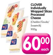 Clover Individually Wrapped Slices Processed Cheese-900g Each