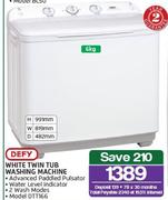 Defy White Twin Tub Washing Machine-6kg