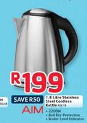 Aim 1.8 Litre Stailess Steel Cordless Kettle ASK18