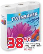 Twinsaver Luxury 2 Ply Toilet Tissue-9's Per Pack
