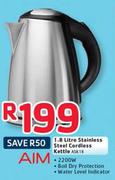 Aim 1.8Ltr Stainless Steel Cordless Kettle ASK18