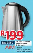 Aim 1.8L Stainless Steel Cordless Kettle ASK18