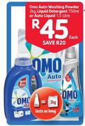 Omo Auto Washing Powder-2kg, Liquid Detergent-750ml Or Auto Liquid-1.5Ltr Each