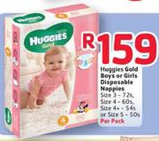 Huggies Gold Boys Or Girls Disposable Nappies -Per Pack