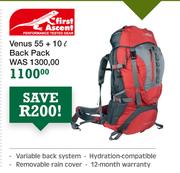 First Ascent Venus 55+10Ltr Back Pack