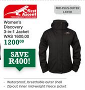 First Ascent Women's Discovery 3-In-1 Jacket Mid Plus Outer Layer