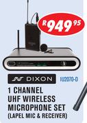 Dixon 1 Channel UHF Wireless Microphone Set IU2070-D