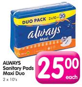 Always Sanitary Pads Maxi Duo-2 x 10's