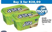 D'Lite Medium Fat Spread Tub-2x1Kg
