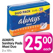 Always Sanitary Pads Maxi Duo-2x10's