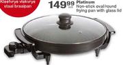 Platinum Non-Stick Oval/Round Frying Pan With Glass Lid-Each