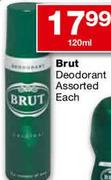Brut Deodorant Assorted Each-120ml