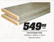 Postform Tops- 3600mmx600mmx32mm Each