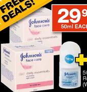 Johnson's Daily Essentials Day/Night Cream-50Ml+Johnson's Roll-On Assorted-50Ml