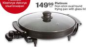 Platinum Non-Stick Oval/Round Frying Pan With Glass Lid-Each 