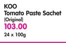 Koo Tomato Paste Sachet(Original)-24x100g