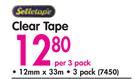 Sellotape Clear Tape-12mmx33mm-Per 3 Pack