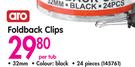 Aro Foldback Clips Black-32mm-24 Pcs Per Tub