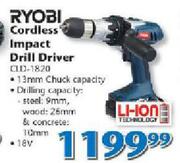 Ryobi Cordless Impact Drill Driver CLD-1820