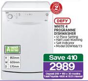 Defy White 4 Programme Dishwasher DDE168/73