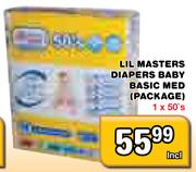 Lil Masters Diapers Baby Basic Med (Package)-50's