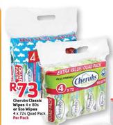 Cherubs Classic Wipes-4x80's Or Eco Wipes Quad Pack-4x72's Per Pack