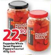 Peppadow Whole Sweet Piquante Peppers Assorted-400g Each