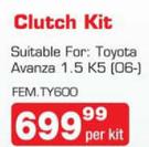 Femo Clutch Kit Suitable For: Toyota Avanza 1.5 K5 (O6-) -Per Kit