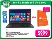 Dell 15.6" Ci3/4GB/1TB Notebook Plus Office 365 Home Premium