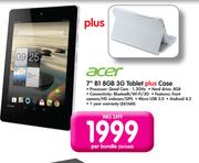 Acer 7" B1 8GB 3G Tablet Plus Case-Per Bundle