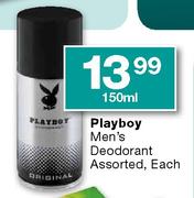 Playboy Men's Deodorant Assorted, Each-150ml
