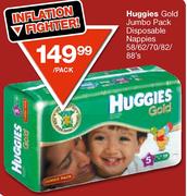 Huggies Gold Jumbo Pack Disposable Nappies-58/62/70/82/88's per pack