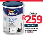 Dulux Acrylic PVA Matt Assorted Colours-5Ltr Each